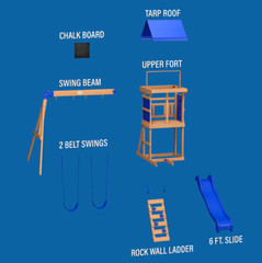 Kids Outdoor Cedar Wood Swing Set Play Set With Clubhouse Slide Rock Wall Ladder