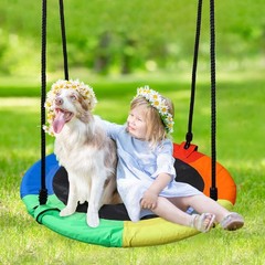 40″ Saucer Tree Swing for Kids & Adults, Adjustable Rope Flying Seat Multi-Color