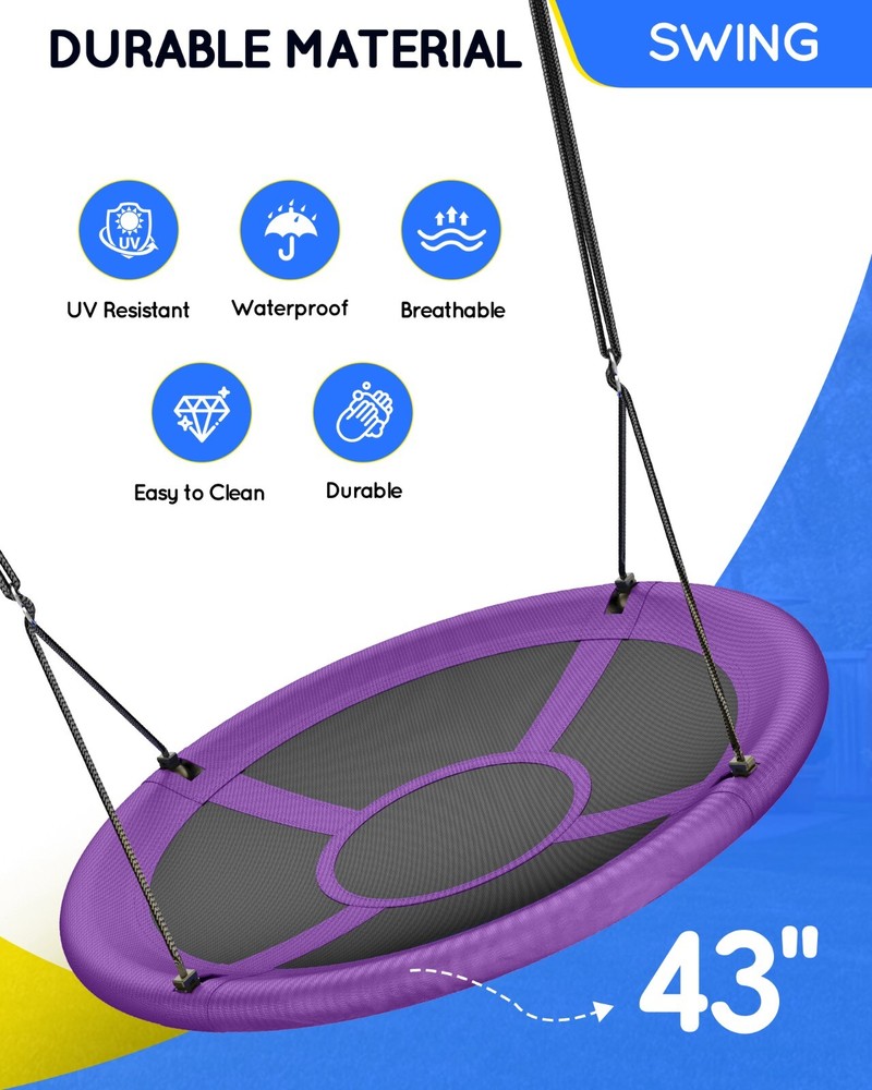 GYROOR Sturdy&Comfortable 43 In Saucer Tree Swing Flying Indoor Outdoor for kids