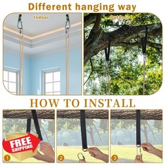 Hollowfly Vivid Style Wood Tree Swing Adjustable Rope