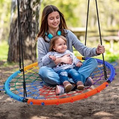 45″ 750lbs Spider Web Tree Swing for Kids & Adults, Outdoor Steel Frame Sauce…