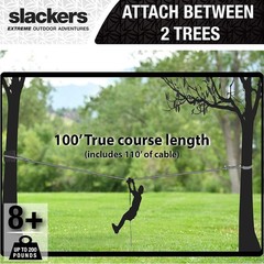 Slackers 100 ft LED Night Riderz Series Zipline – Kids Zip line Kit – USED –