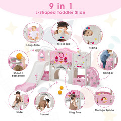 9-in-1 Toddler Slide & Climber Playset for Indoor/Outdoor Fun Ages 1-4