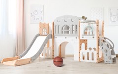 8 in 1 Toddler Slide Indoor Playground Outdoor Playground with Basketball Hoops