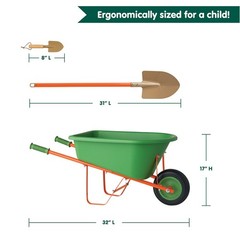 Wheelbarrow Gardening Playset 7 pc Green