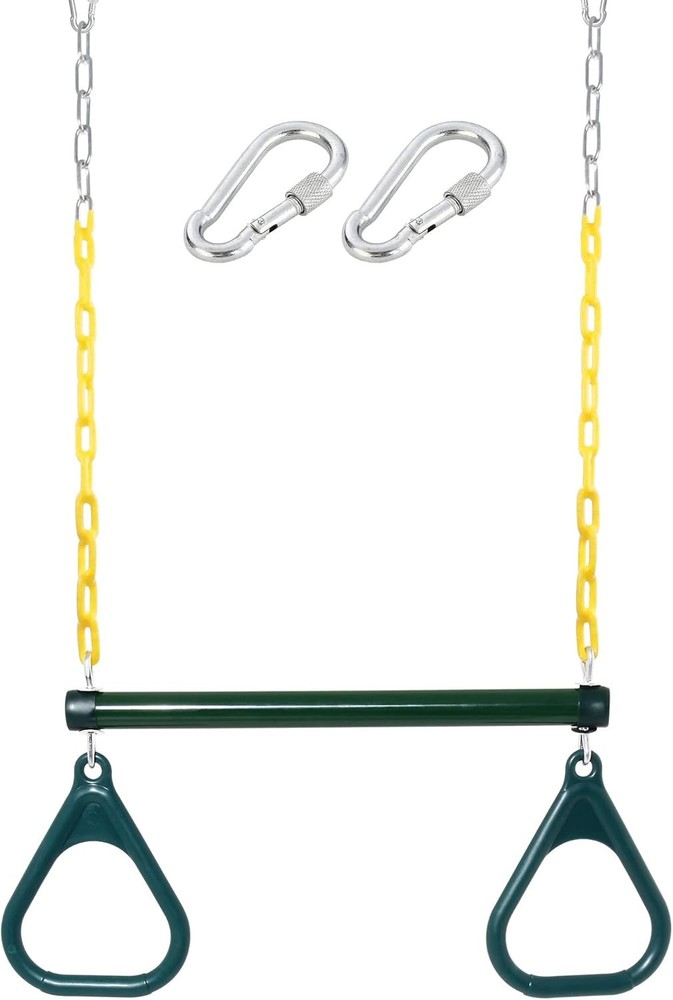 18” Trapeze Swing Bar Rings 48” Heavy Duty Plastic Coated Chains Swing Set …