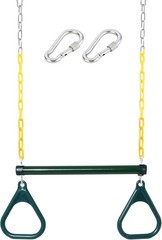 18” Trapeze Swing Bar Rings 48” Heavy Duty Plastic Coated Chains Swing Set …