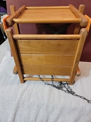 VTG Baby Toddler Child Wooden Wood Porch Tree Swing Set w Chains Free Ship