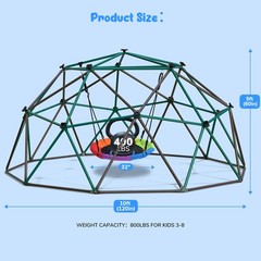 Hapfan 10ft Climbing Dome with Saucer Swing Jungle Gym Outdoor Play Equipment