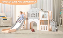8 in 1 Toddler Slide Indoor Playground Outdoor Playground with Basketball Hoops