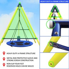 2 in 1 Swing Set With Hammock Swing, Belt Swing for Backyard