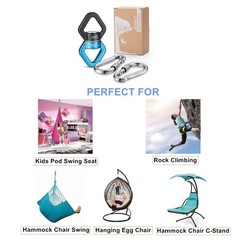 , Black Blue Swing Swivel, 30 KN Safest Rotational Device Hanging Accessory