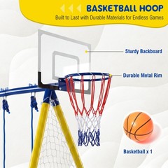 5-in-1 Kids Swing Set with Saucer Swing, Belt Swing, Basketball Hoop for Toddler