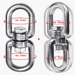 2+1 Heavy Duty 304 Stainless Steel Swivel Ring Double Ended Swivel Eye Hook With