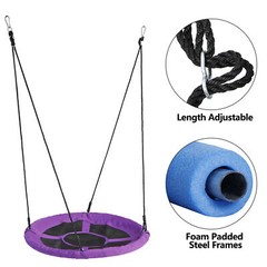 40″ Purple Saucer Tree Swing Set 900D Heavy-Duty Waterproof Oxford Swing Seat