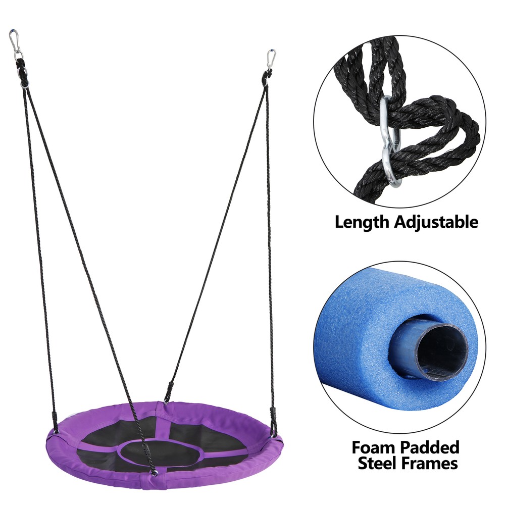 Round 40″ Saucer Tree Swing w/Adjustable Ropes Sturdy Steel Parts For Kids Safe