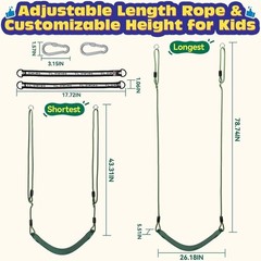 2 Pack Heavy Duty Kids Swing with 79″ Adjustable Rope, 330 lbs Capacity Swing