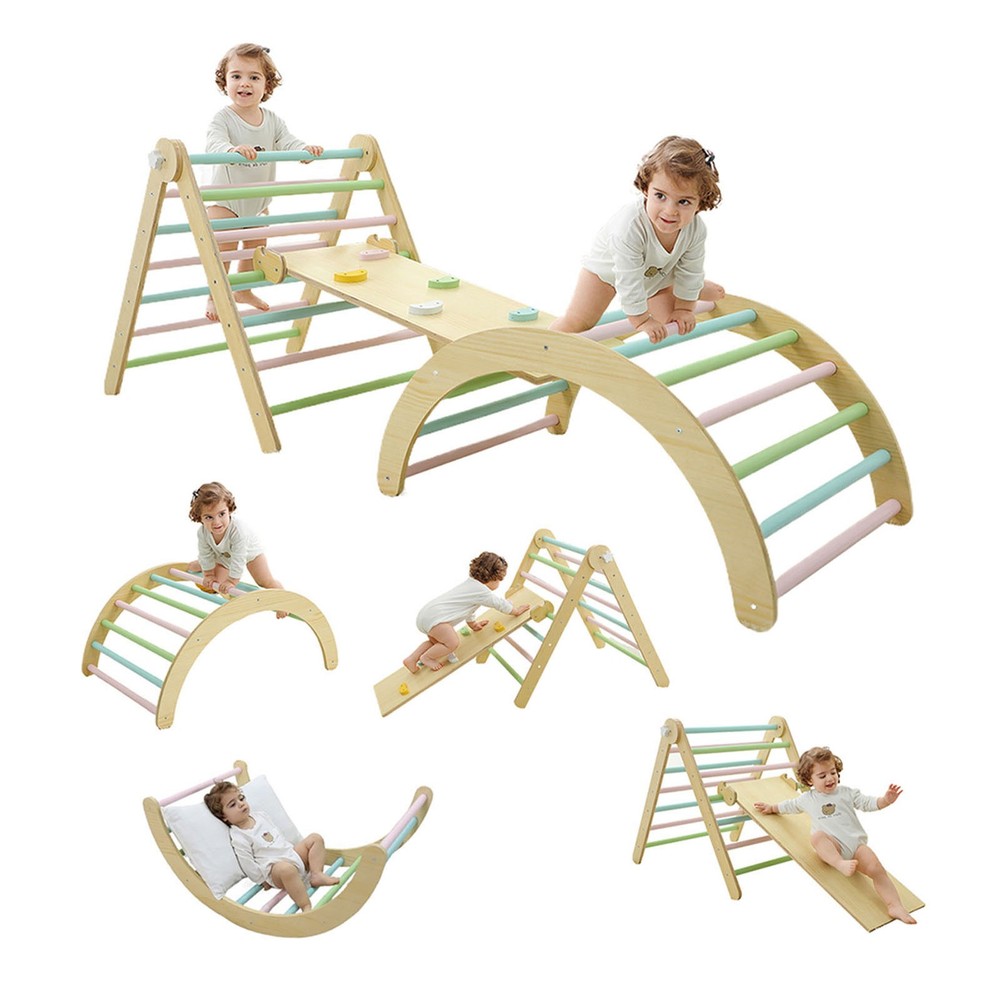 Wooden Arch Ramp Ladder Climbing Toys For Toddlers For Toddlers 1-3 Years Old