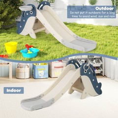 4-in-1 Toddler Slide Playground w/ Basketball Hoop Ball Ring Toss Climbing