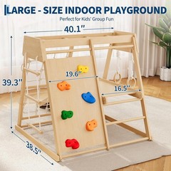 6-in-1 Indoor Playground Jungle Gym Kids Climbing Toys Wooden Climber Playset