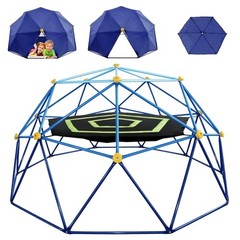 10 FT Climbing Dome with Canopy and Hammock, Anti-Rust and UV Light Blue