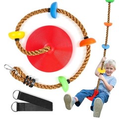 Climbing Rope Tree Swing with Platforms and Swing Seat Outdoor Red-brown Rope