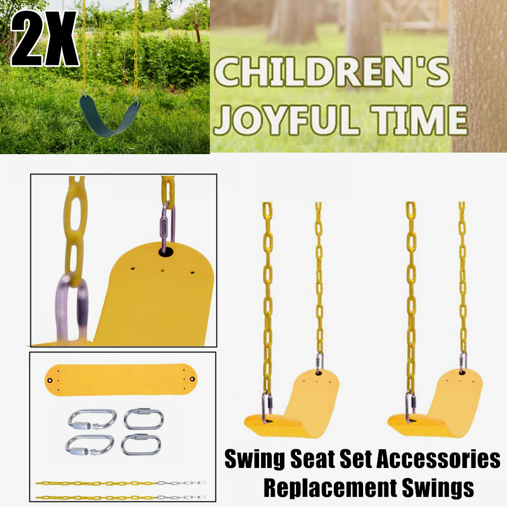 2PACK Heavy Duty Swing Seat Set Accessories For Adult Kids Child + Chains Yellow