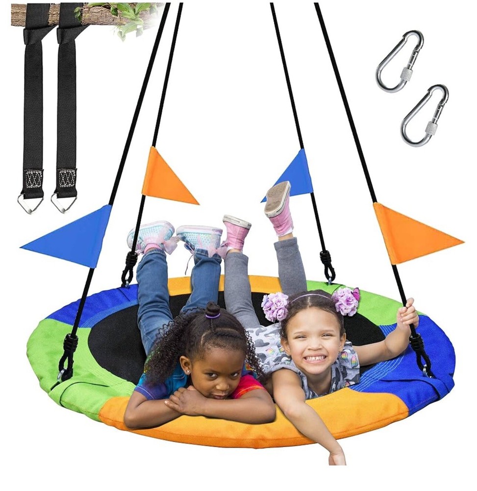 PACEARTH 40 Inch Saucer Tree Swing Flying 660lb Weight Capacity Multicolored