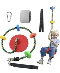 Tree Swing for Kids Disc Seat w/ Rainbow Climbing Rope & Carabiner Outdoor Fun