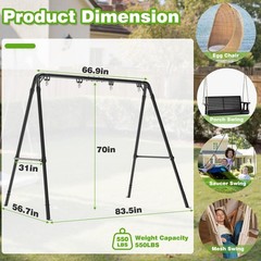 Porch Swing Stand – Heavy Duty Porch Swing Frame Outdoor with Adjustable Heig…