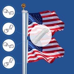 NQ Flag Pole Rope Kit-50FT x 1/4″ Diameter Nylon Flag Pole Halyard Rope with …