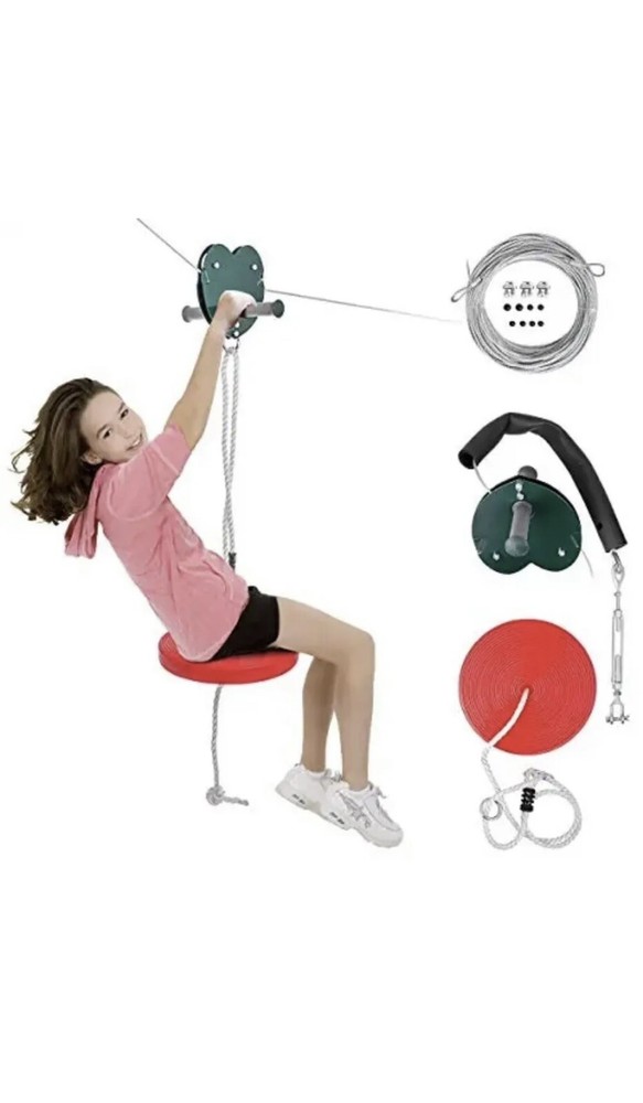 100 feet Zip Line Kit Kids Adult Zip Line Trolley Slackers Zip Lines Swing Set