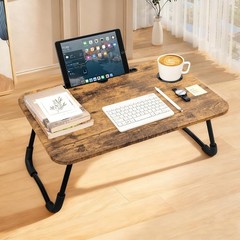 Lap Desk Foldable Laptop Table Portable Bed Tray Desk with Holders for Cup an…