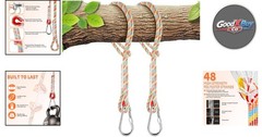 Tree Swing Ropes Set of 2, 3FT to 20FT, Heavy Duty Polyester Rope with Carabi…