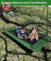 60″ Retangular Tree Swing for Kids & Adults, Adjustable Platform Swing with Hang