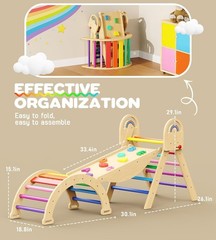 9-in-1 Montessori Climbing Toy for Toddlers, Foldable Wooden Indoor Jungle Gym