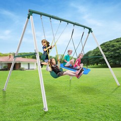 660lbs Metal Swing Sets for Backyard with 3 Swings Big Kids Playset for Outdoor