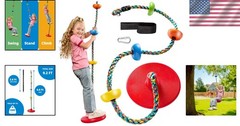 Single Disc Tree Swing for Kids – Durable Rainbow Climbing Rope & Carabiner