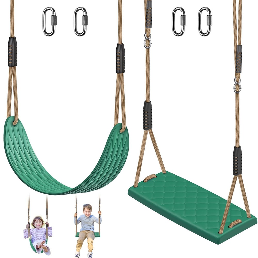 SELEWARE Heavy Duty Swing Seats for Kids & Adults, Non‑Slip Flat Plastic & U‑…