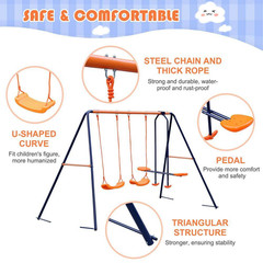 123 In. Metal 440 Lbs. Load Capacity Swing Stand with 2-Seats and 1-Swing Glider