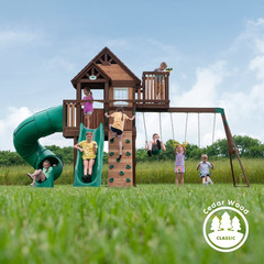 Skyfort III Cedar Swing Set with Tube Slide