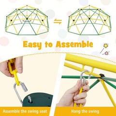 Costway 10 FT Climbing Dome with Swing Outdoor Kids Play Jungle Gym