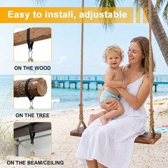 23 X 6 X 1.2 inch Wooden Swing Seat Nostalgic Outdoor Wood Swing for Adult Kids