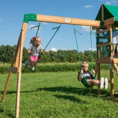 Cedar Swing Set Play Ground Slide Kid Wooden Wall Back Yard Children Wood House