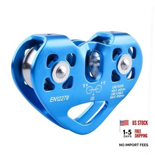 30 kN Zipline Pulley 6700LBS Zip Line Tandem Dual Trolley Kit for Cable & Blue