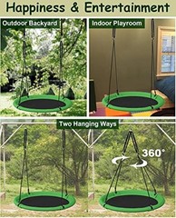 40 Inch Saucer Tree Swing Set for Kids & Adults, Adjustable Swing 40 inch Green