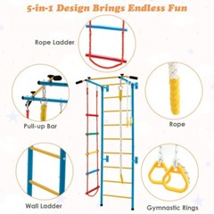 Kids Indoor Gym Playground Swedish Wall Mount Ladder Children Exercise Toy Bars