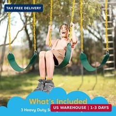 3 Pack Green Swing Seats Heavy Duty with 66″ Chain, Swing Set Accessories Replac