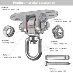Heavy Duty Swing Hanger Stainless Steel 304 Antirust,1200 lb Capacity 360° Si…