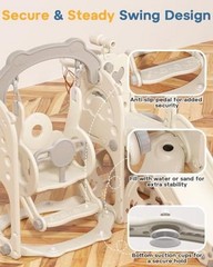 Toddler Slide and Swing Set, 7 in 1 Indoor Outdoor Toddler Playset Cream&gray